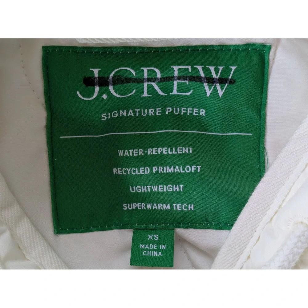 J. Crew Oslo Jacket PrimaLoft‎ Hooded Quilted Ivory Size XS NWT $228 CF691